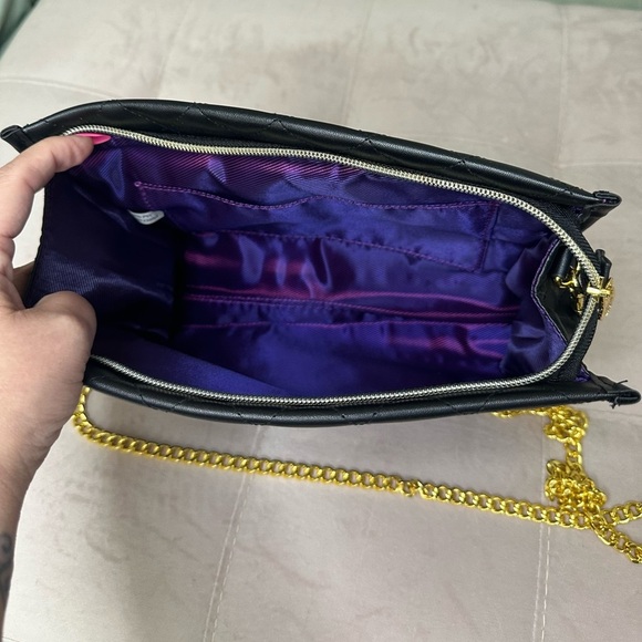 Black Quilted Shoulder Bag with Gold Chain - Picture 4 of 4